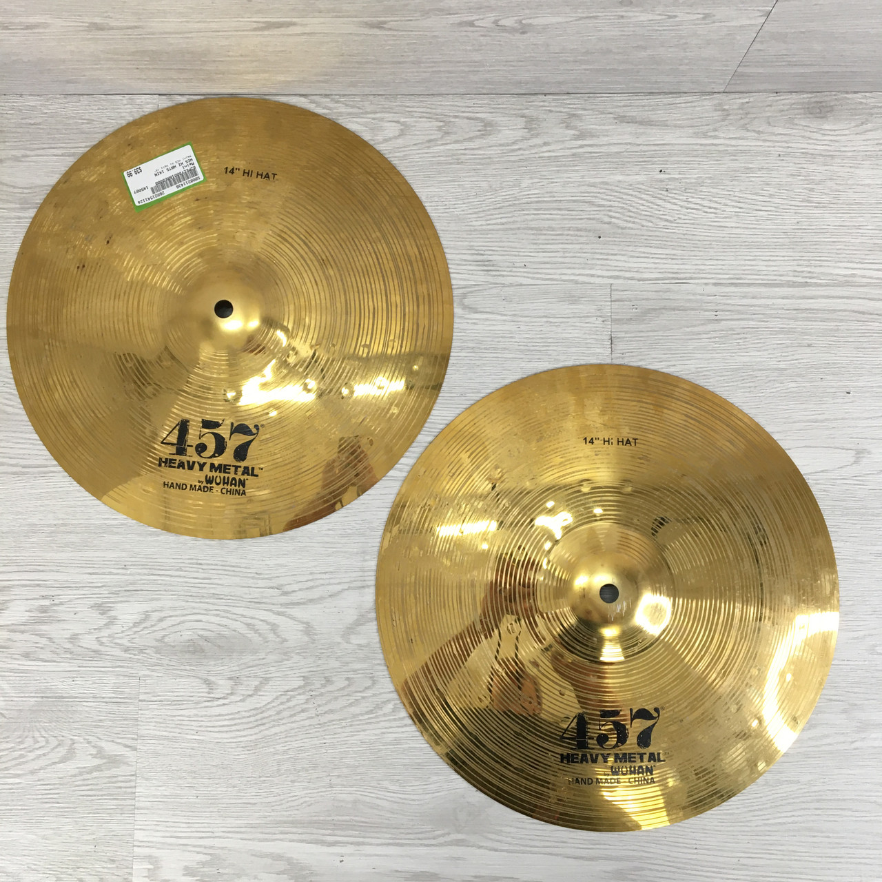 Used Wuhan 457 HEAVY METAL 14IN HH Hi Hat Cymbals 14