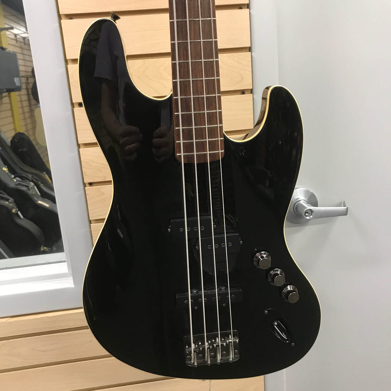 Used Fender AERODYNE JAZZ BASS J Type Bass Guitar Black 4-String