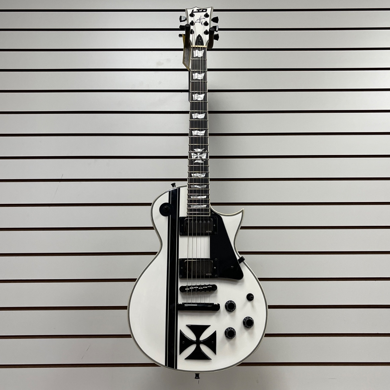 Lucifers Hammer 新品 ブラックメタル Used LTD JAMES HETFIELD SIGNATURE IRON CROSS LP Type Electric
