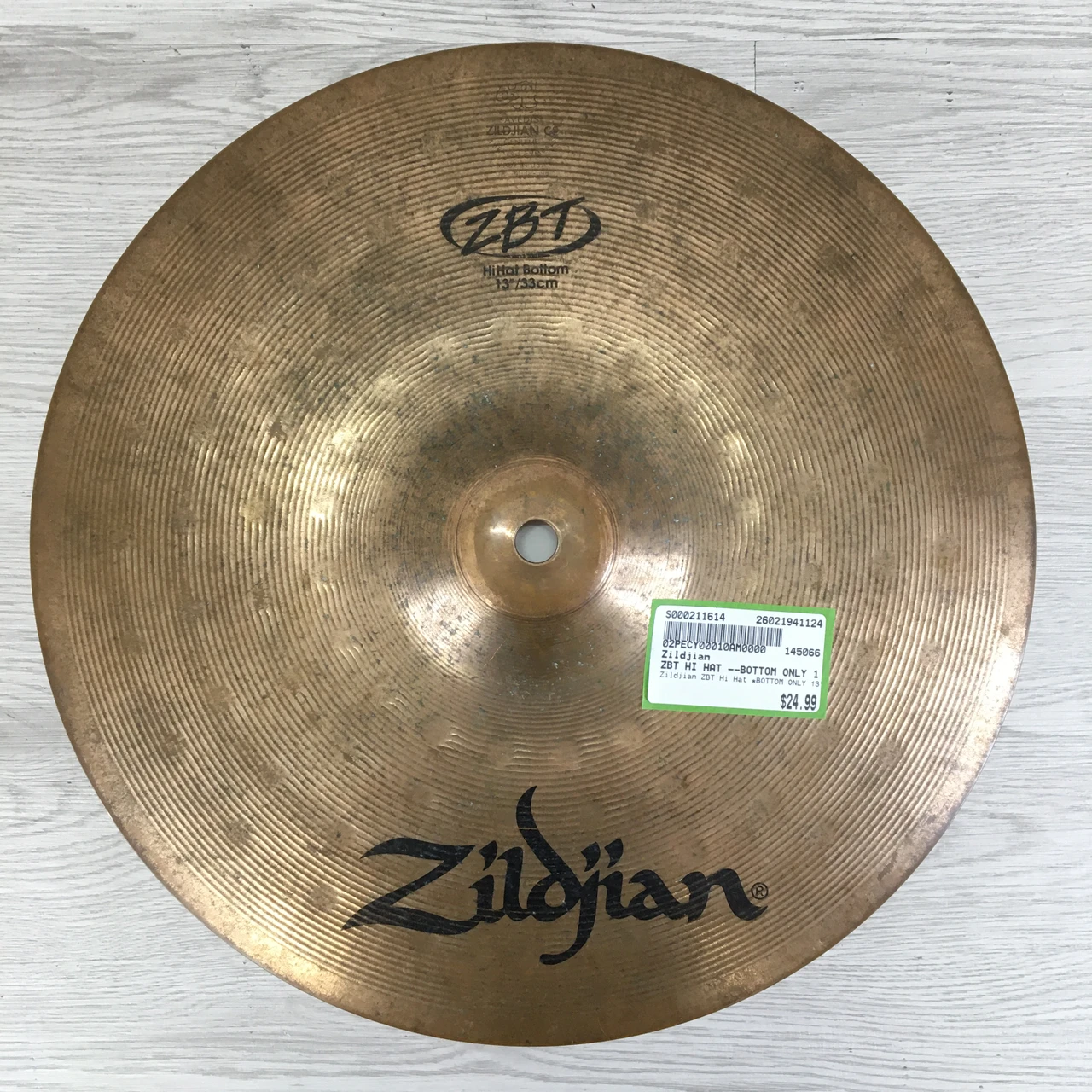 Used Zildjian ZBT HI HAT --BOTTOM ONLY 13IN Hi Hat Cymbals 13