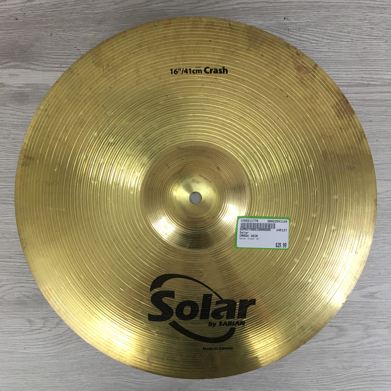 Used Solar CRASH 16IN Crash Cymbal 16