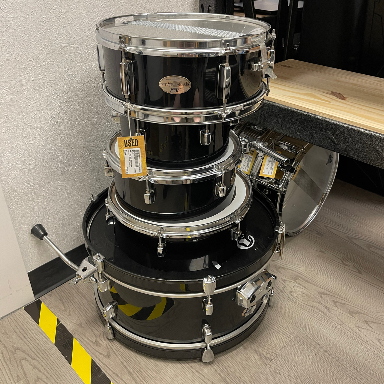 Used Pearl 4PC RHYTHM TRAVELER Drum Shell Kit Black