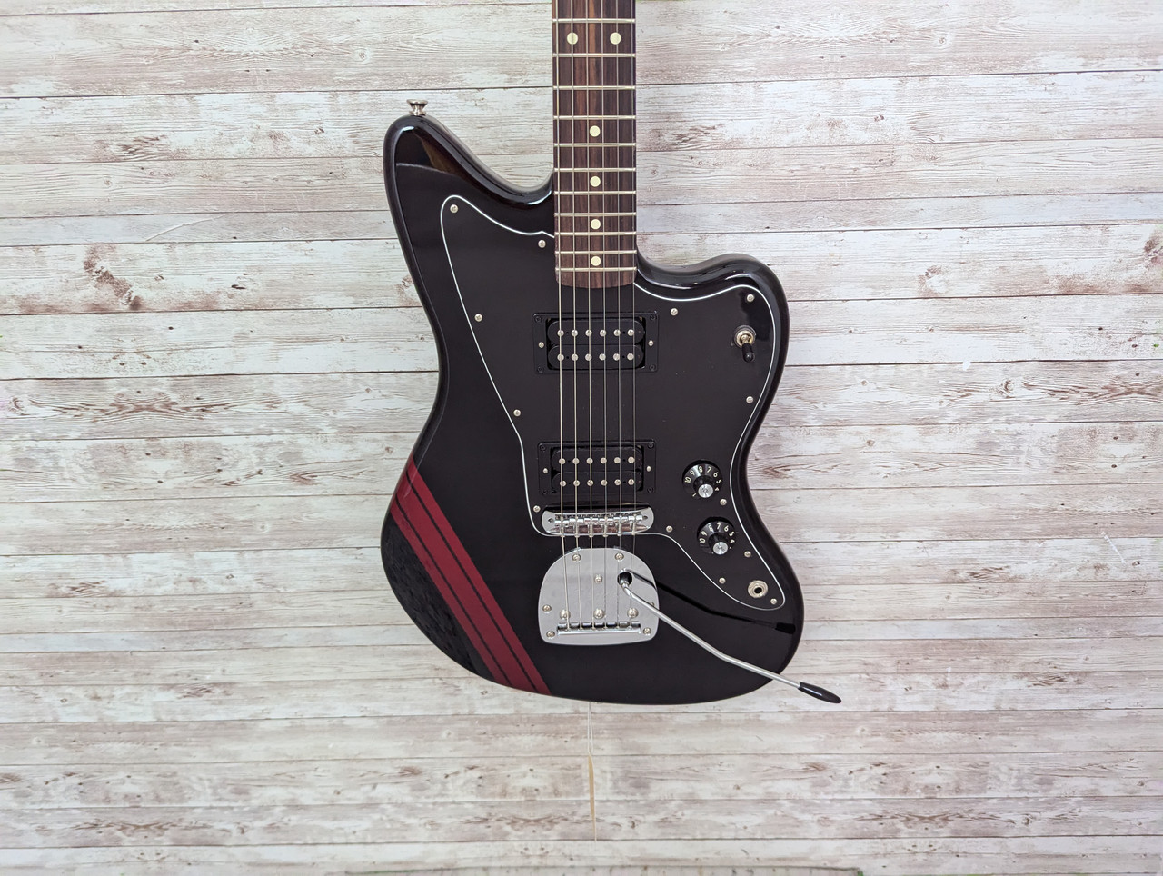 Used Fender BLACKTOP JAZZMASTER HH STRIPE Electric Guitar Black 6