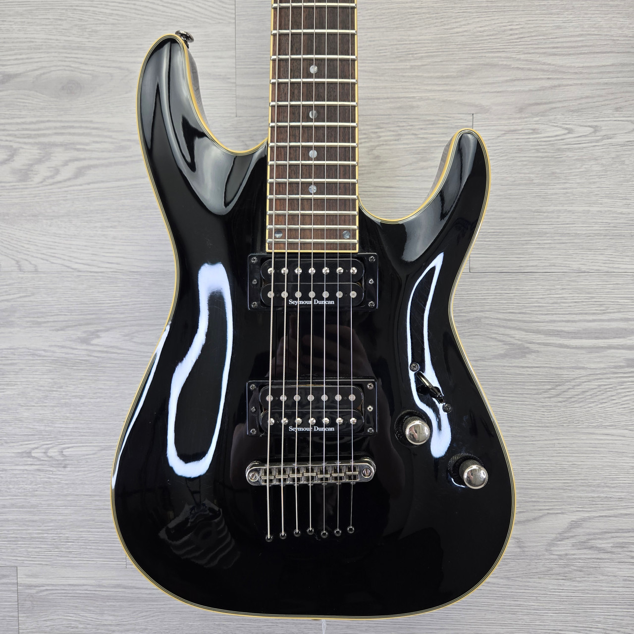 Used Schecter BLACKJACK 7 STRING Super S Electric Guitar Black 7