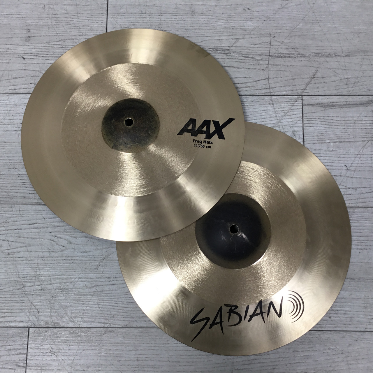 Used Sabian AAX FREQ 14 HI HATS PAIR Hi Hat Cymbals 14