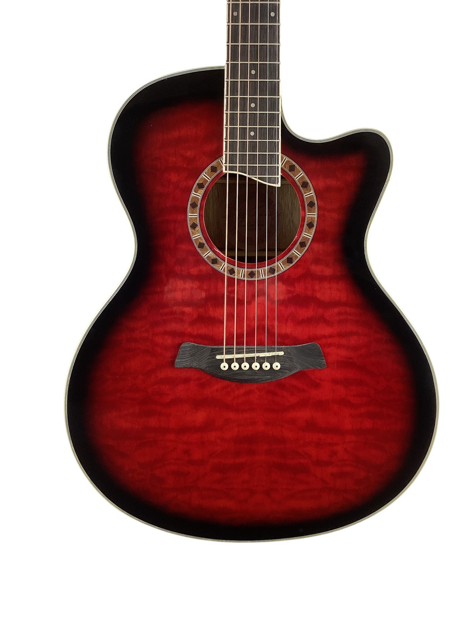Used Jay Turser JTA-424QCET ACOU/ELEC Solid Top Acoustic Guitar Red