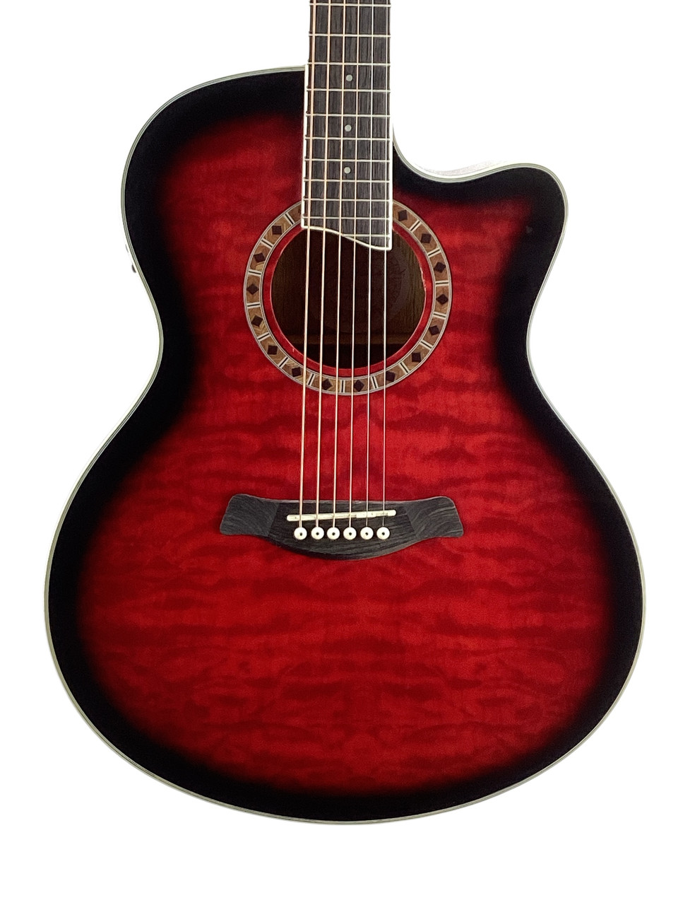Used Jay Turser JTA-424QCET ACOU/ELEC Solid Top Acoustic Guitar Red