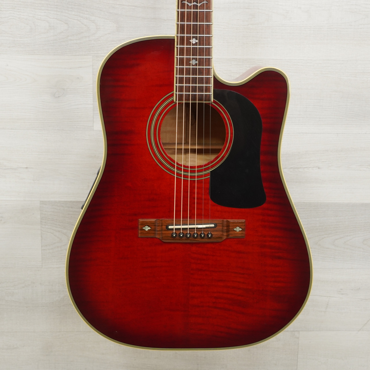 Used Washburn D-17CE Solid Top Acoustic Guitar Red