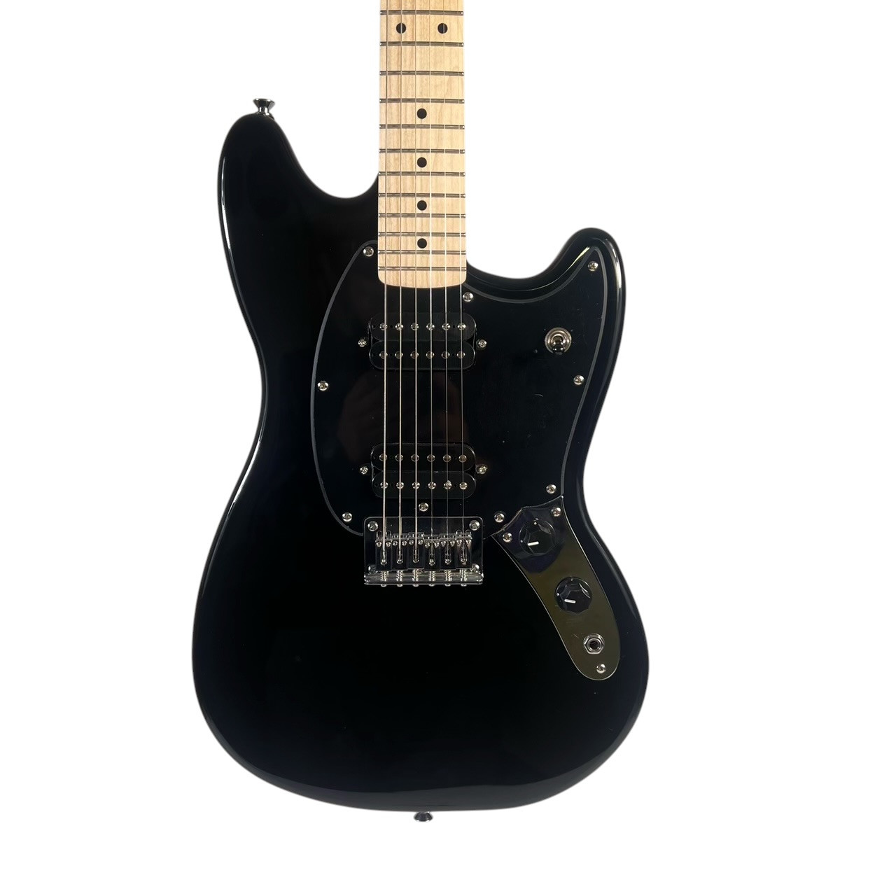 Used Squier SONIC MUSTANG HH ELECTRIC GUITAR BLACK M Offset Double