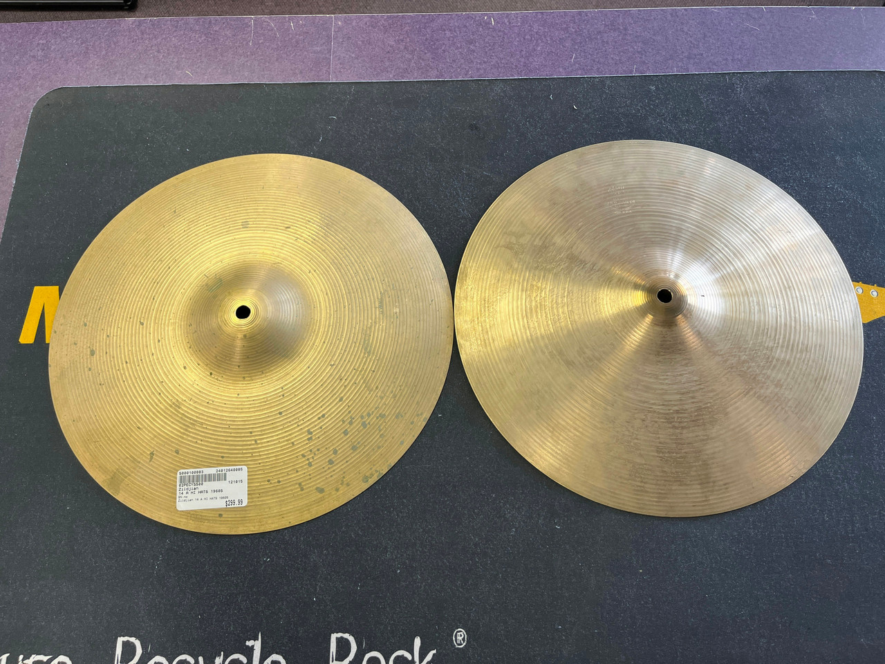 Used Zildjian 14 A HI HATS 1960S Cymbals 14