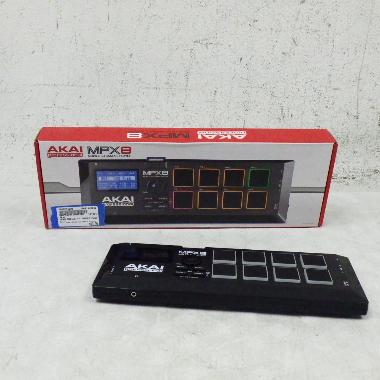 Used Akai MPX8 MOBILE SD SAMPLE PLAYER Pad Controller Pad