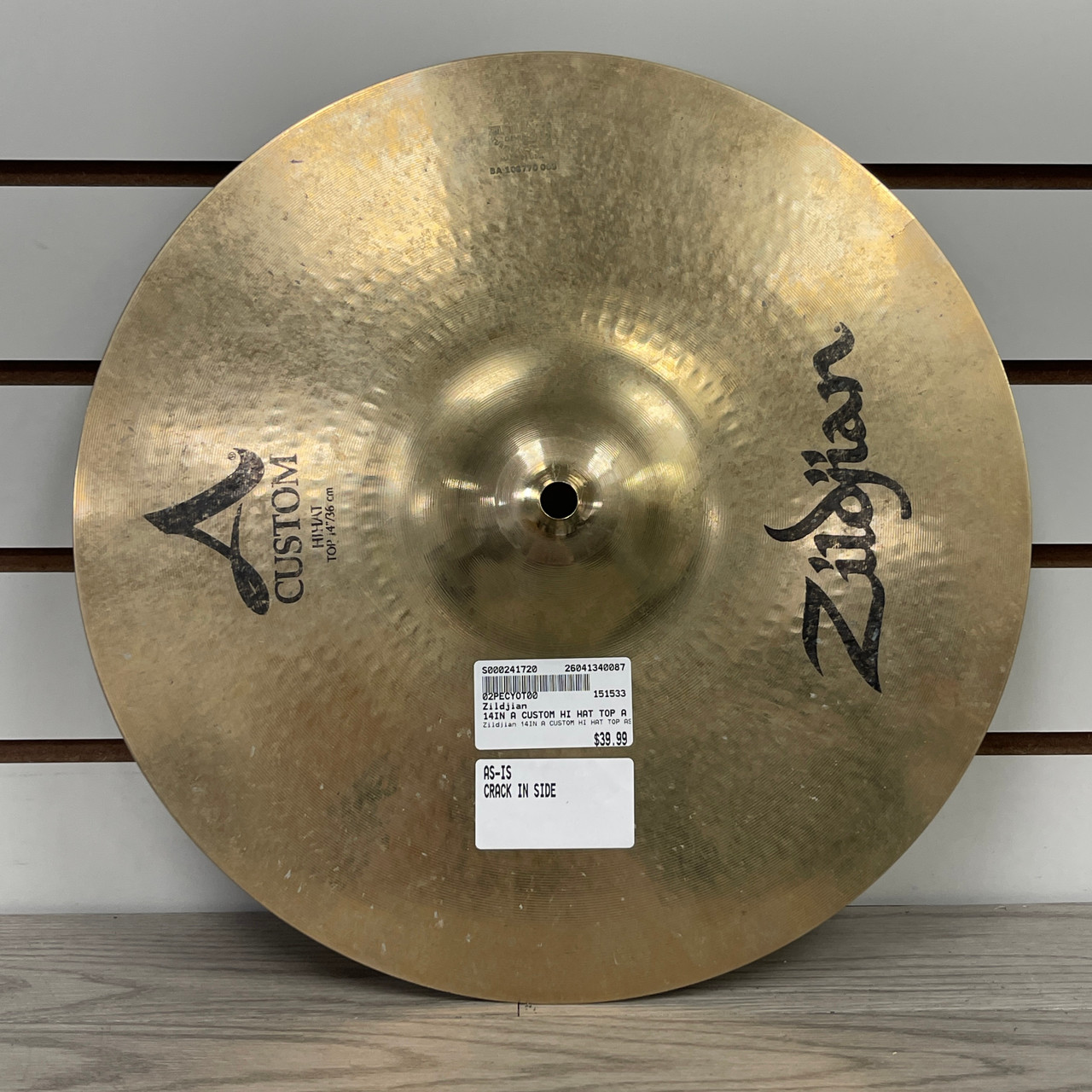 Used Zildjian 14IN A CUSTOM HI HAT TOP AS-IS Hi Hat Cymbals 14