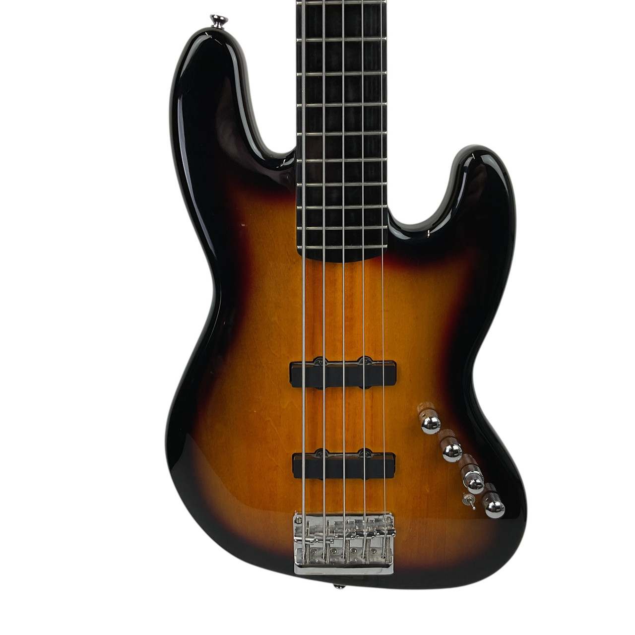 Used Squier DELUXE JAZZ BASS ACTIVE V J Type Bass Guitar Sunburst