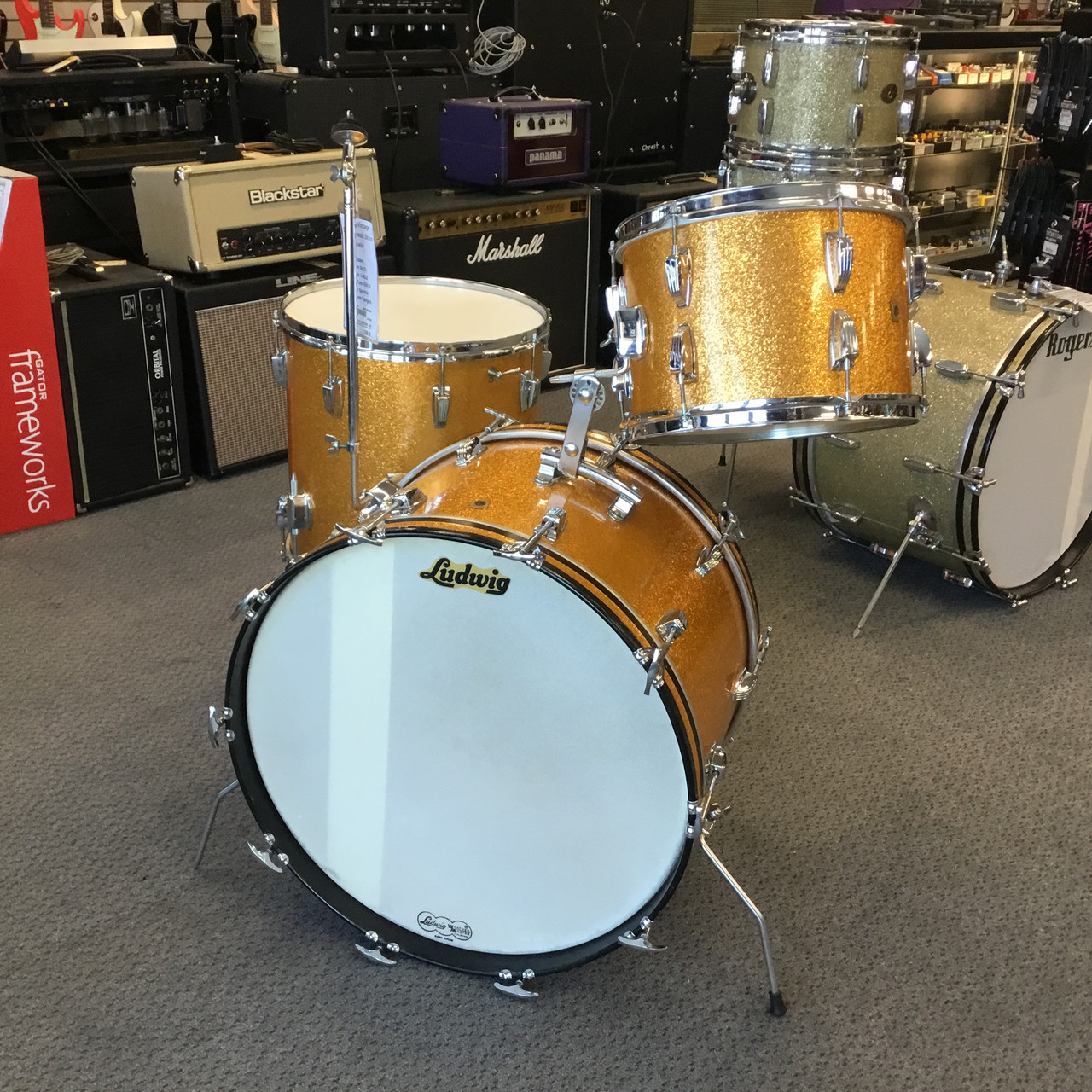 Used Ludwig SUPER CLASSIC KEYSTONE 1964 GOLD SPARKLE Vintage Drum
