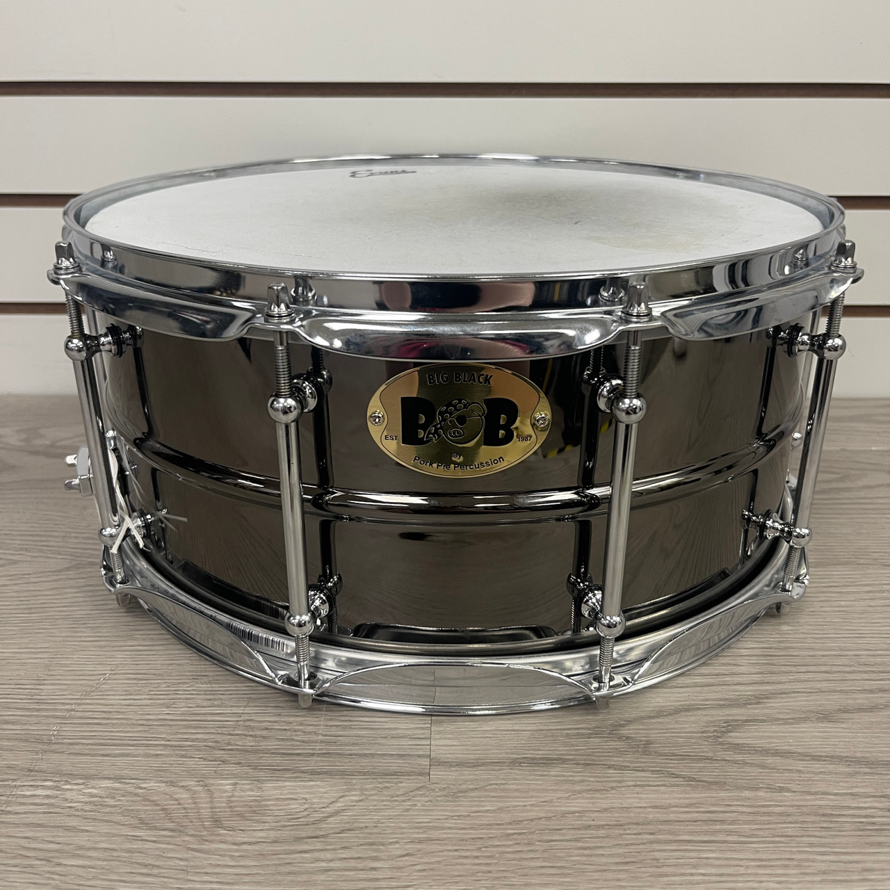 Used Pork Pie 14X6.5 BIG BLACK BOB Metal Snare Drum 14