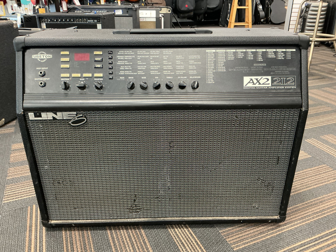 Used Line 6 AX2-212 W/FLOOR BOARD 2 x 12 Solid State Amplifier 2 x 12