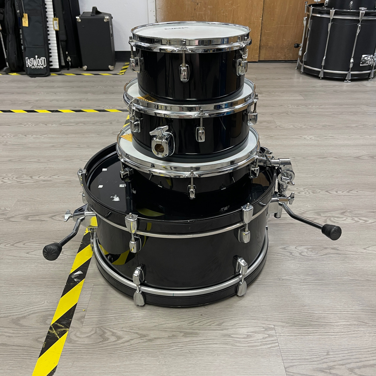 Used Pearl 4PC RHYTHM TRAVELER NO SNARE Drum Shell Kit Black