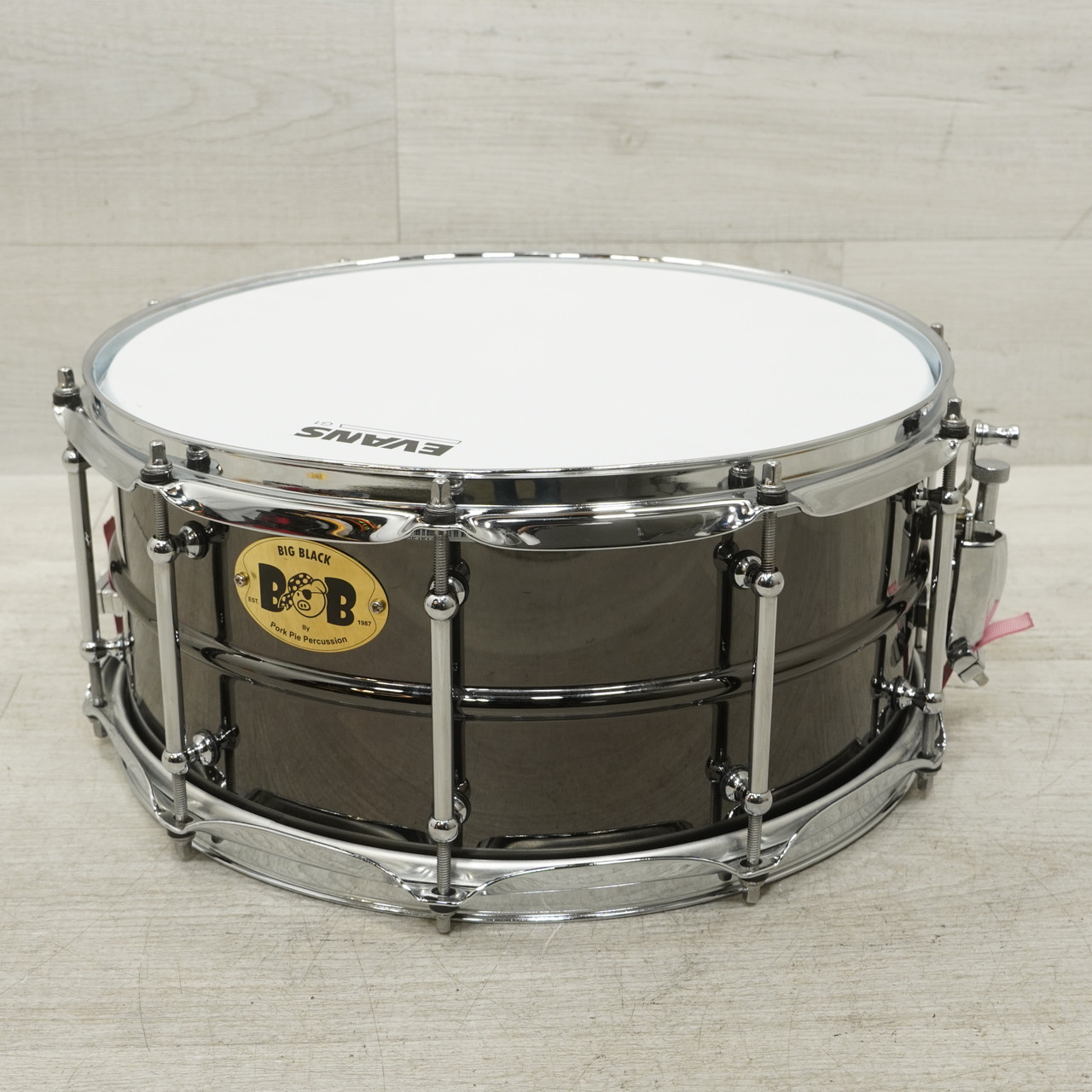 Used Pork Pie 14x6.5 Big Black Brass Snare Drum