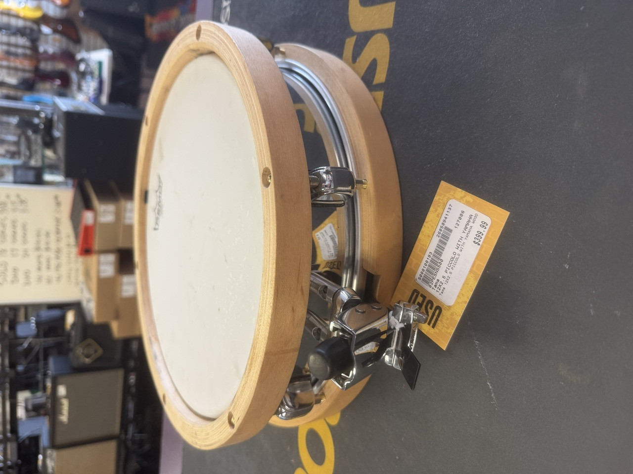 Used Tama 12X2.5 PICCOLO WITH YAMAHA WOOD HOOPS Metal Snare Drum 12