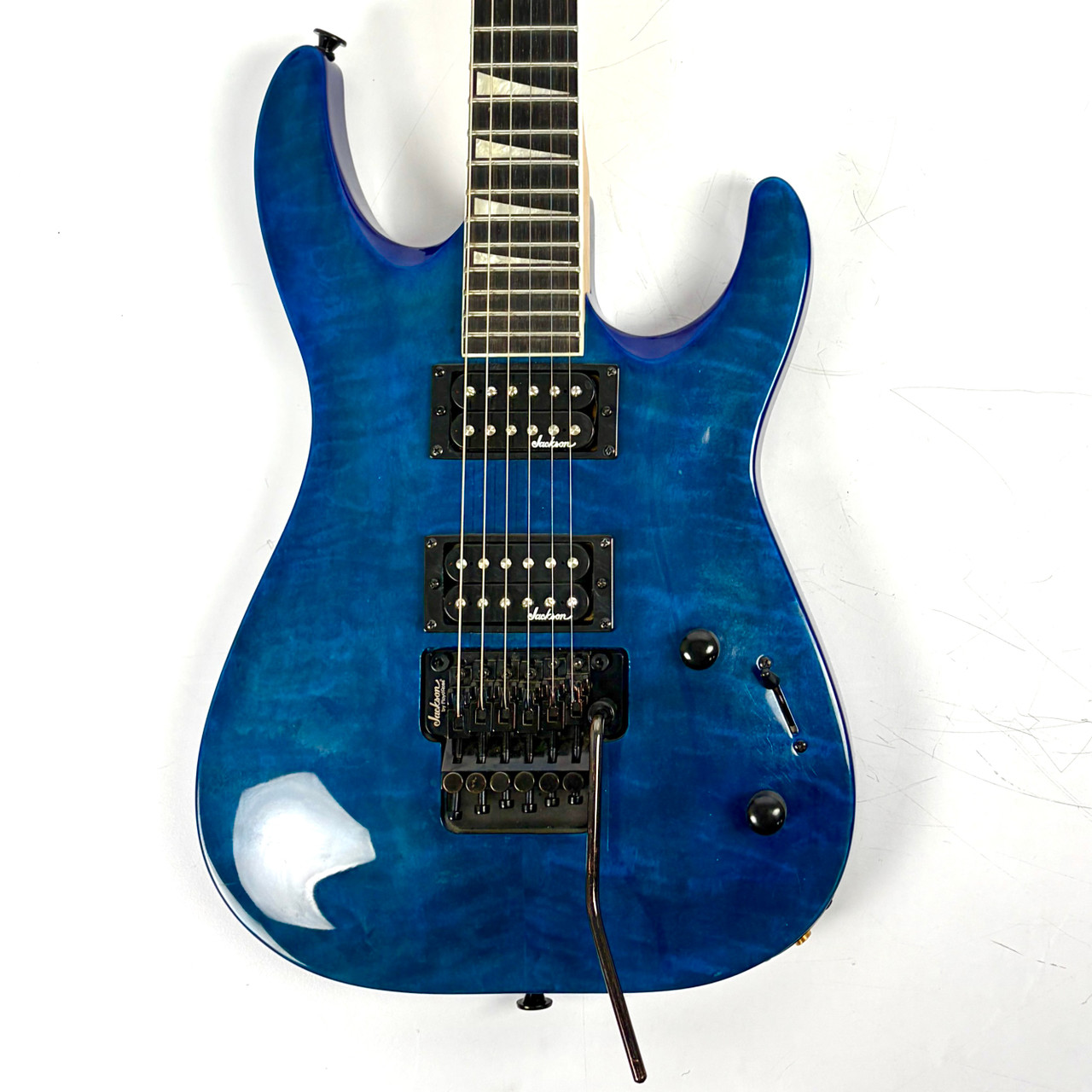 Used Jackson JS32Q Dinky Arch Top Electric Guitar Transparent Blue