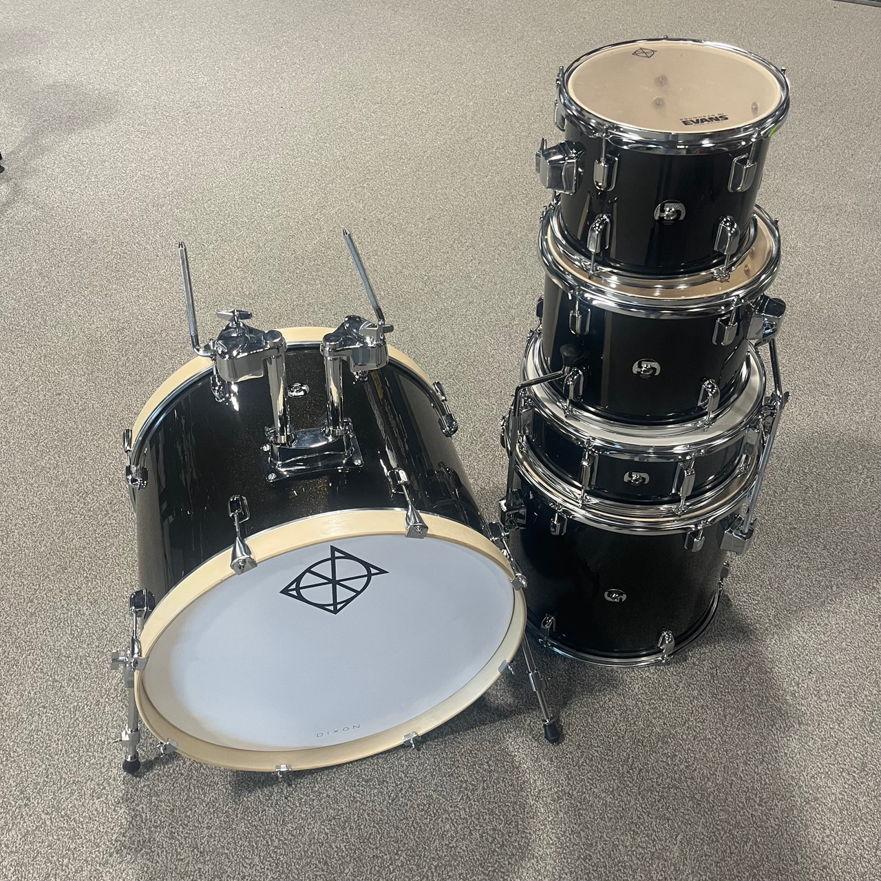 Used DIXON SPARK 5PC Drum Shells - MISTY BLACK