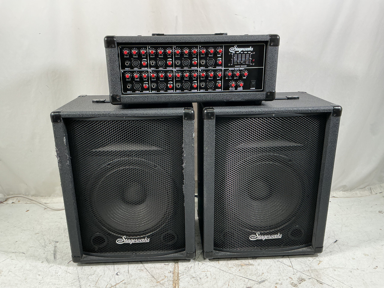 Used Stageworks LG-8 PA PWR AMP + SPEAKERS Power Amplifier