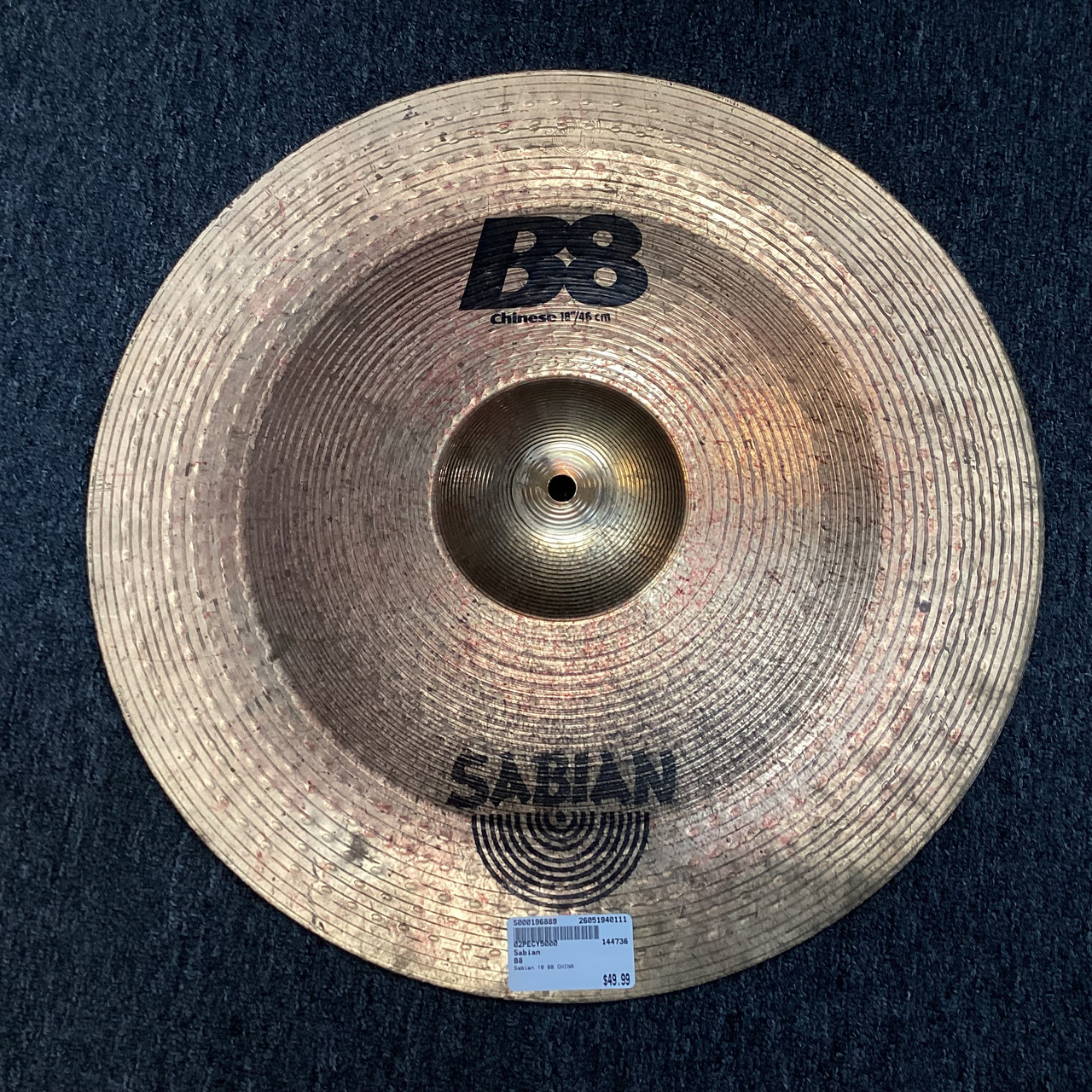 bibian Used Sabian B8 China Cymbal 18