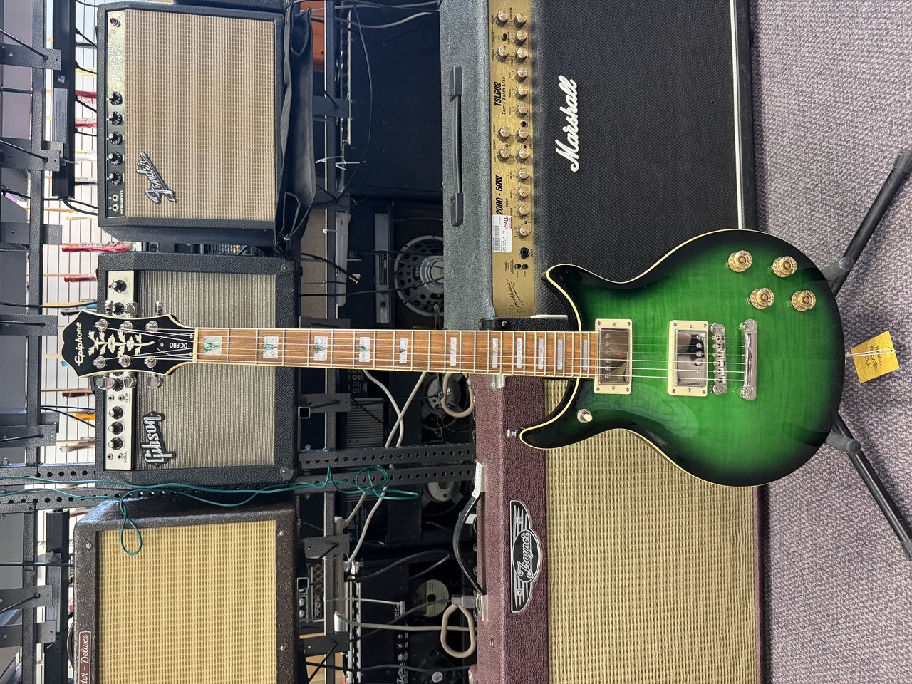 Used Epiphone DC PRO Double Cut Electric Guitar Green 6-String