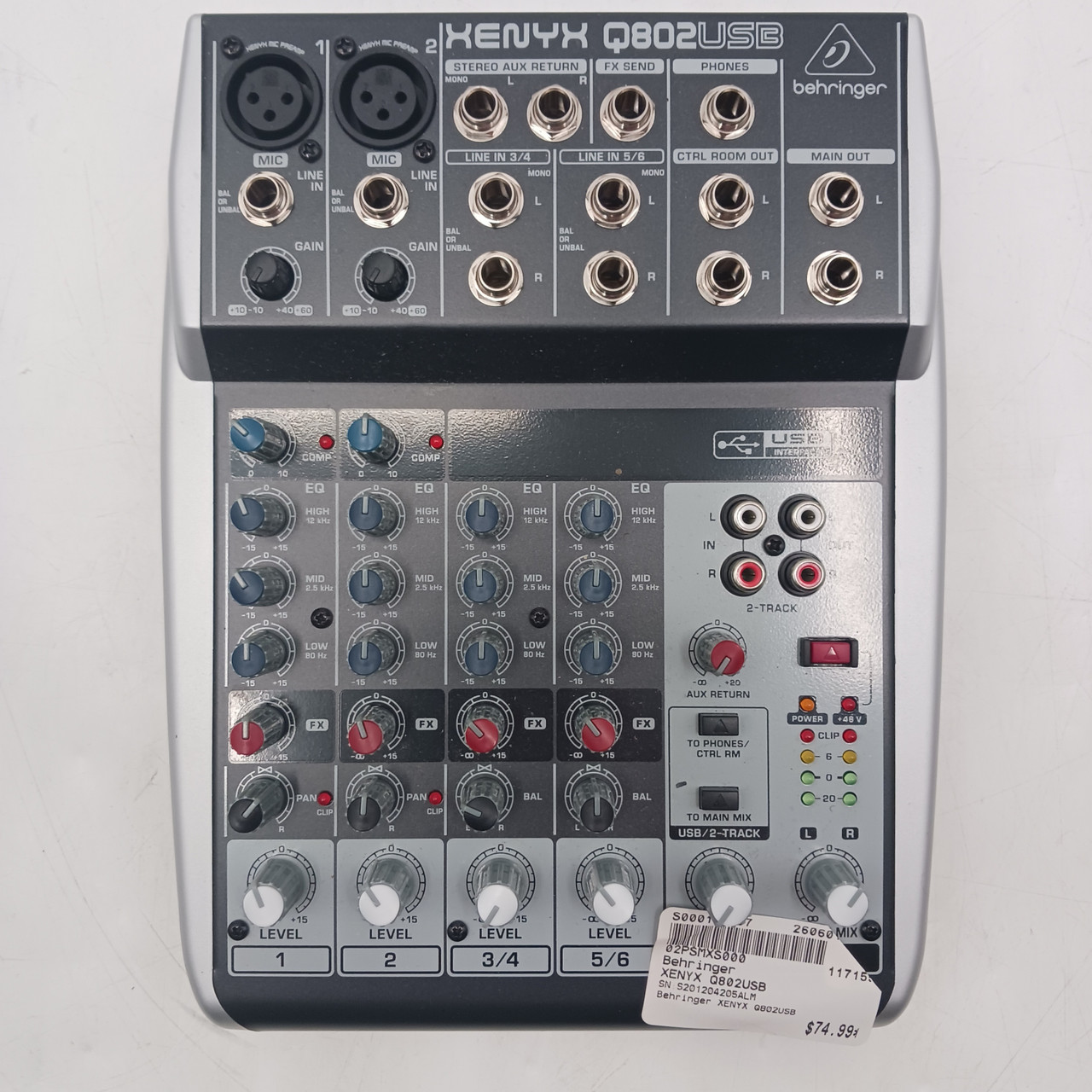 Used Behringer XENYX Q802USB Mixing Console