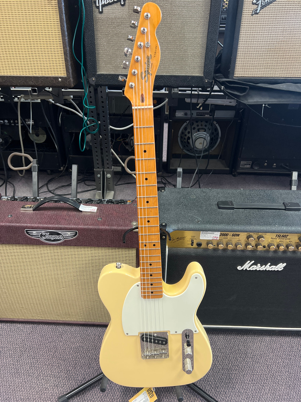 Used Squier ESQUIRE TELECASTER T Type Electric Guitar Yellow 6-String