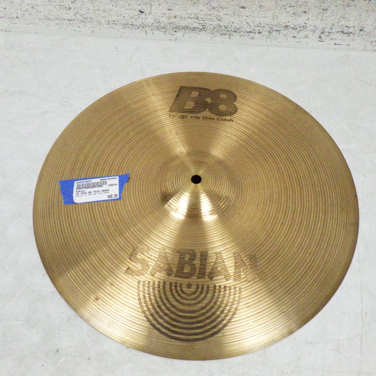 Used Sabian 16 INCH B8 THIN CRASH Crash Cymbal 16