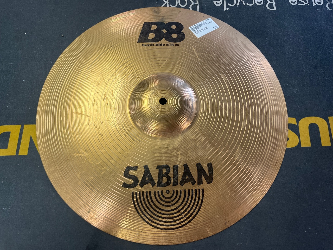 Used Sabian 18 B8 CRASH RIDE Crash Cymbal 18