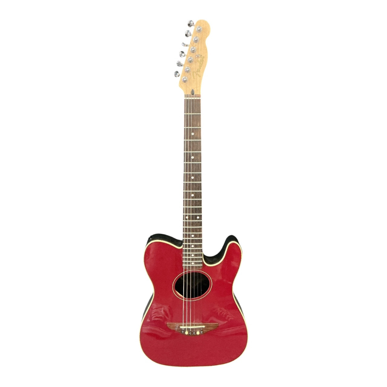 Used Fender TELECOUSTIC CHERRY RED Solid Top Acoustic Guitar Red