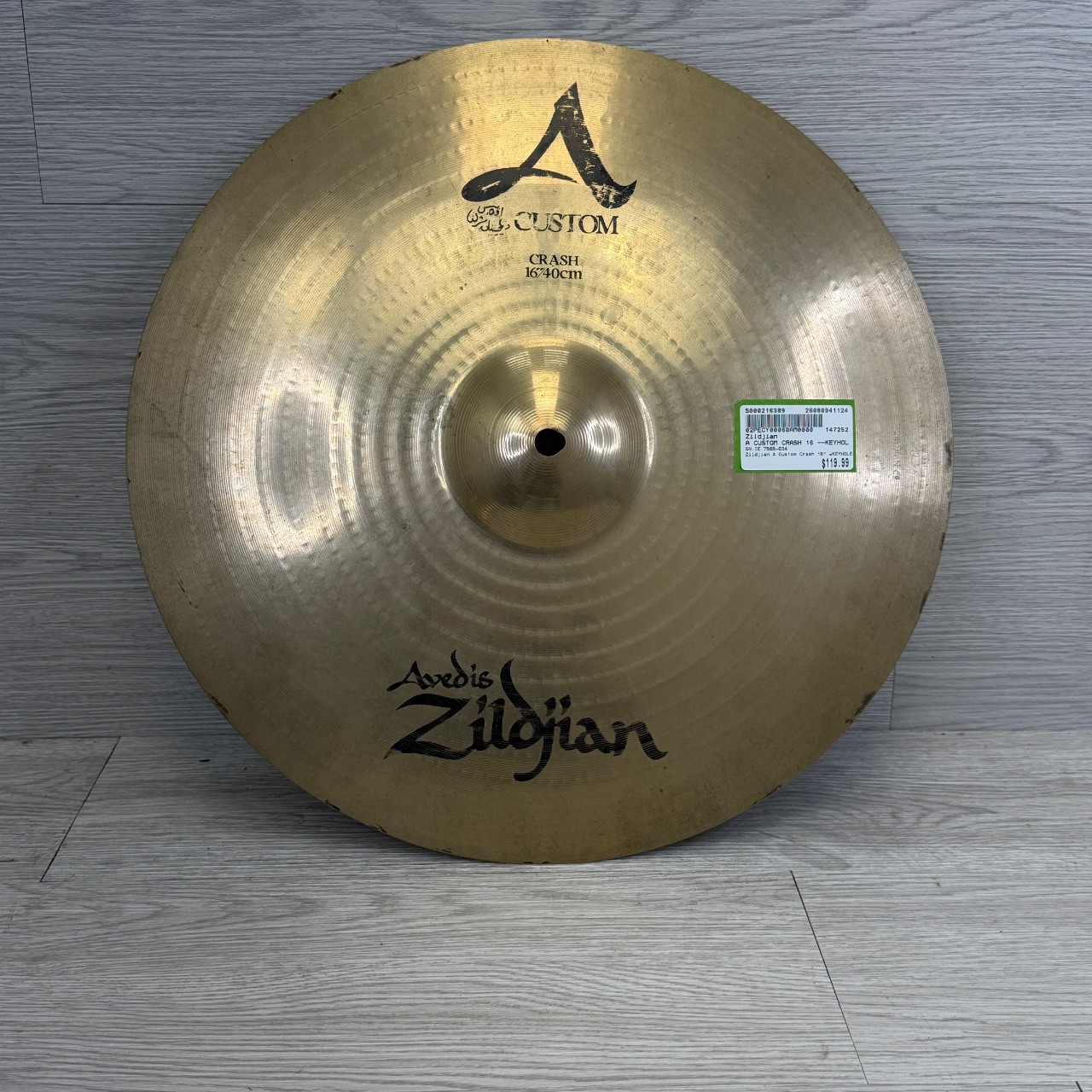 Used Zildjian A CUSTOM CRASH 16 --KEYHOLE Crash Cymbal 16