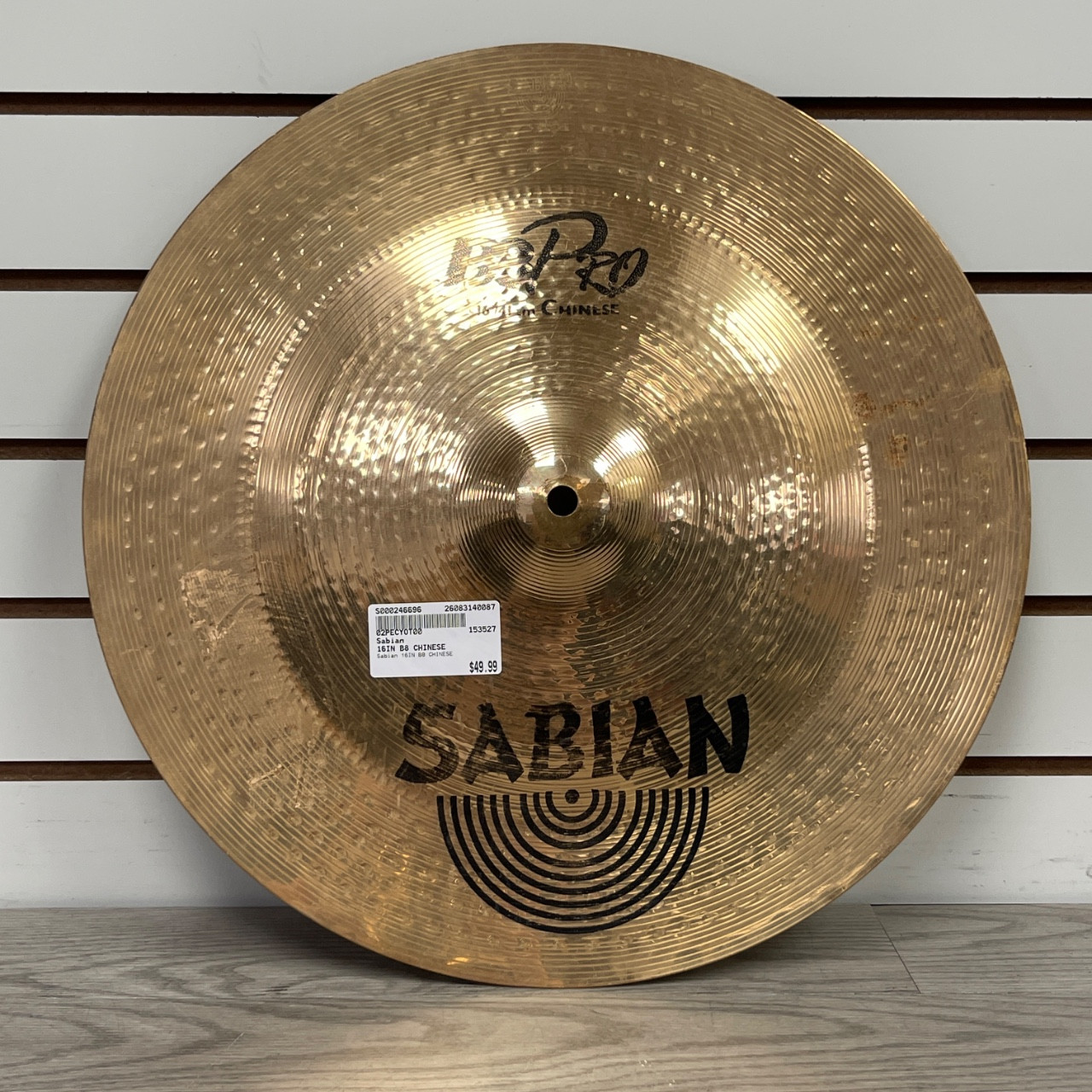 Used Sabian 16IN B8 CHINESE China Cymbal 16