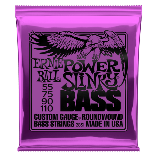 Vist Large View of Product Image Which is New Ernie Ball Power Slinky Nickel Wound Electric Bass Strings 55-110 Gauge