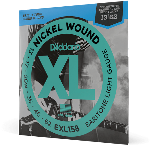 Vist Large View of Product Image Which is New D'Addario 13-62 Light Baritone, XL Nickel Electric Guitar Strings