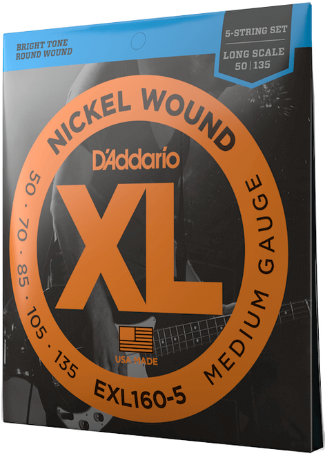 Vist Large View of Product Image Which is New D'Addario EXL160-5 50-135 Medium Long Scale 5-String Bass Strings