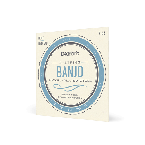 Vist Large View of Product Image Which is New D'Addario EJ60 09-20 Light, 5-String, Nickel Banjo Strings