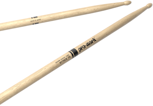 Vist Large View of Product Image Which is New Promark Classic Attack 7A Shira Kashi Oak Drumsticks, Oval Wood Tip