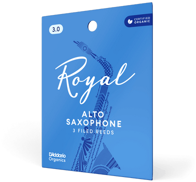 Vist Large View of Product Image Which is New Rico Royal Organic Alto Saxophone Reeds Strength 3.0, Individually-Sealed, 3-Pack