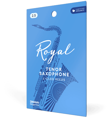 Vist Large View of Product Image Which is New Rico Royal Organic Tenor Saxophone Reeds Strength 2.5, Individually-Sealed, 3-Pack