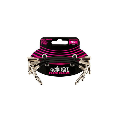 Vist Large View of Product Image Which is New Ernie Ball Flat Ribbon Patch Cable 3in - Black - 3 Pack