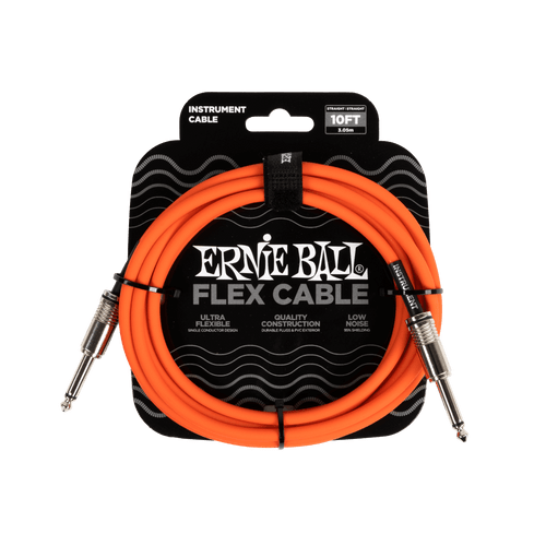 Vist Large View of Product Image Which is New Ernie Ball Flex Instrument Cable Straight/Straight 10ft - Orange