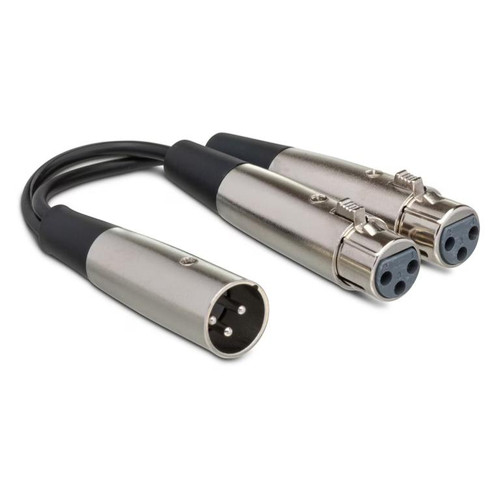 Vist Large View of Product Image Which is New Hosa Y Cable, Dual XLR3F to XLR3M 6 in