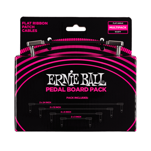 Vist Large View of Product Image Which is New Ernie Ball Flat Ribbon Patch Cables Pedalboard Multi-Pack - Black