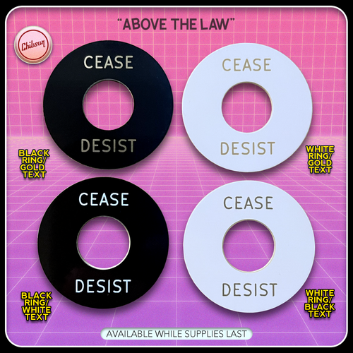 New CHIBSON CEASE & DESIST White on Black 40123-W-CDR-WB