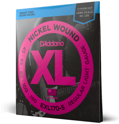 Vist Large View of Product Image Which is New D'Addario EXL170-5 45-130 Regular Light Long Scale 5-String Bass Strings