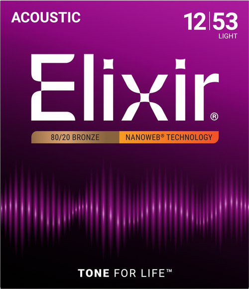 Vist Large View of Product Image Which is Elixir 11052 Nanoweb-Coated 80/20 Bronze Light Acoustic Strings 12-53