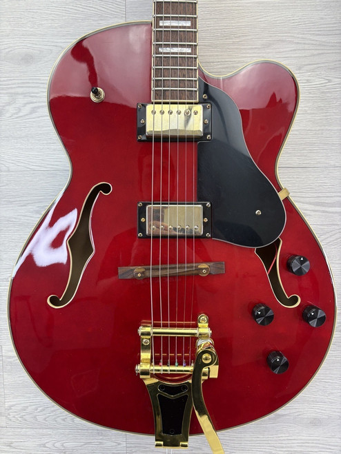 Vist Large View of Product Image Which is Used Fullerton Hollowbody Electric Cherry Red